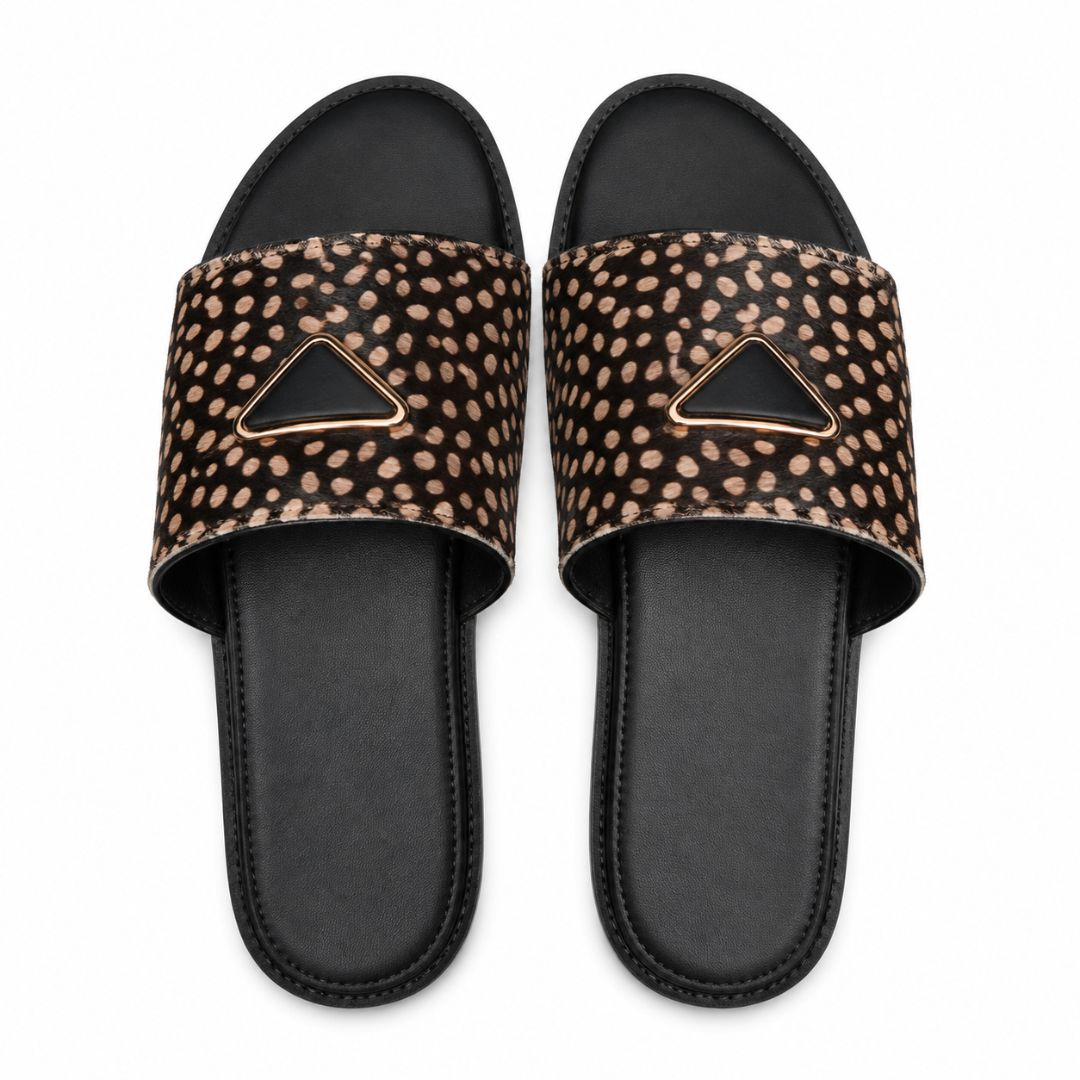 Mens Leopard Print Slide Sandals
