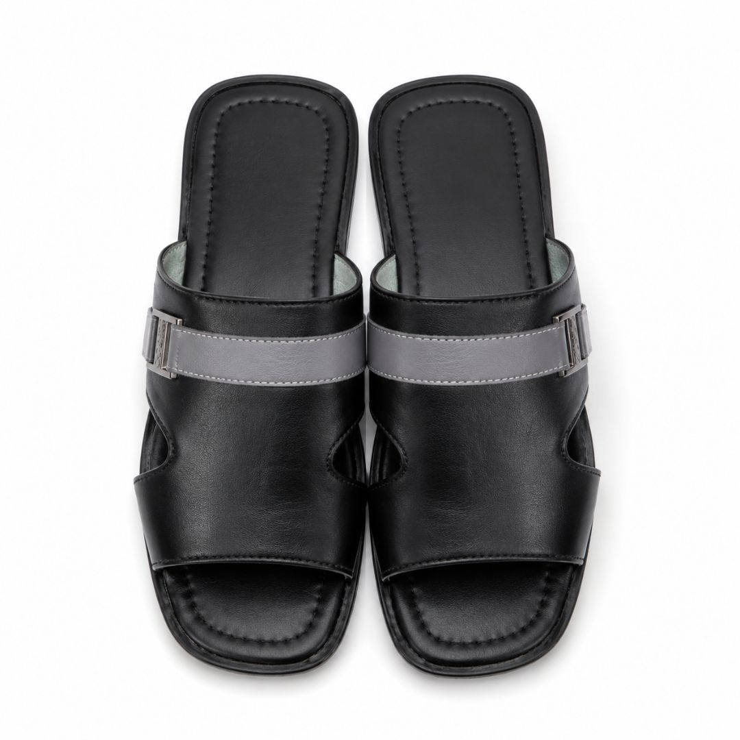 MetroEase Men Dual Tone Comfort Slide Sandals