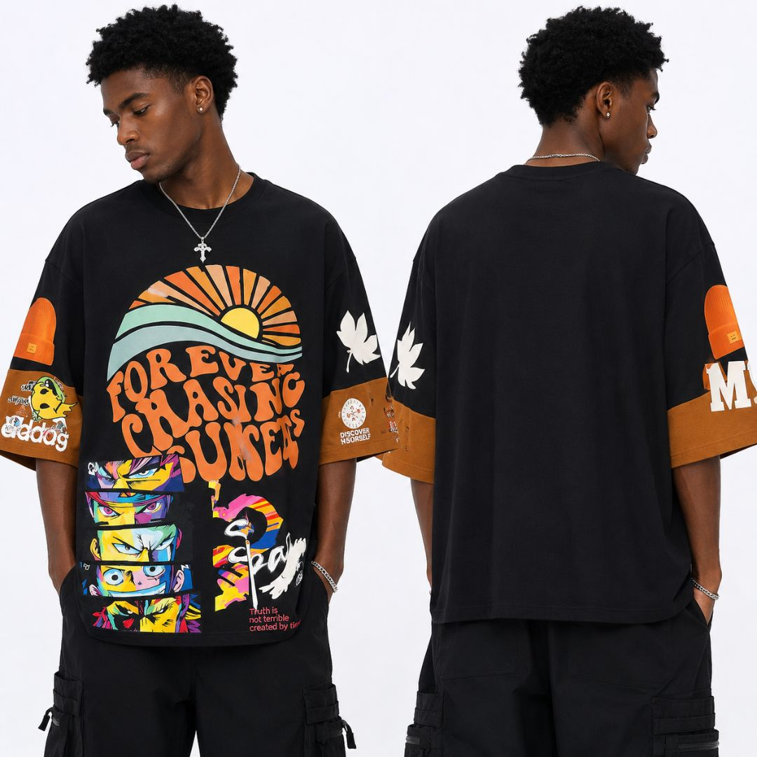 Forever Chasing Journey Graphic Oversized T Shirt