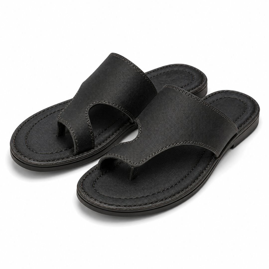 Black Minimalist Cross Strap Slides