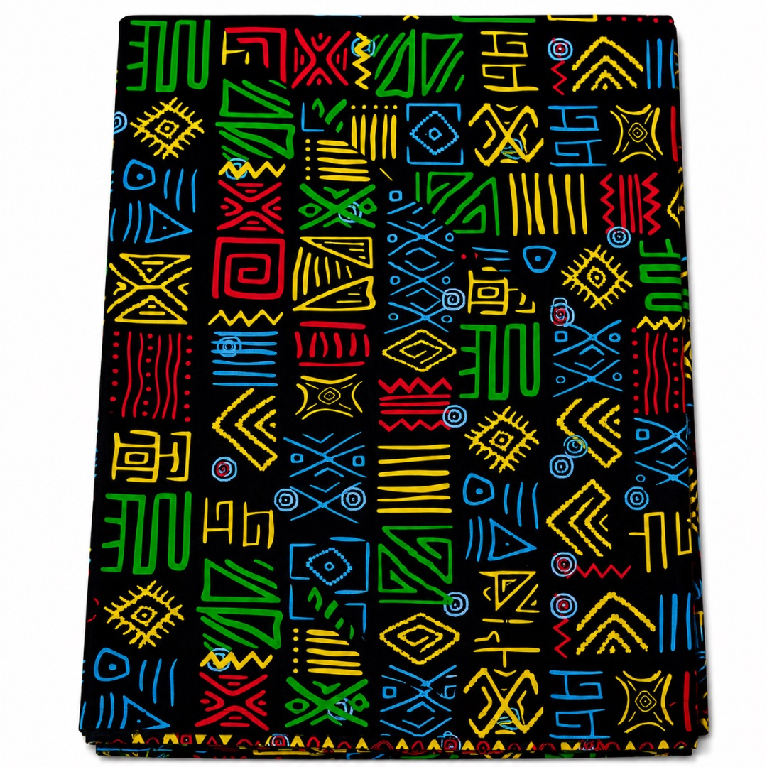 6 Yards of Bold Geometric African Wax Printed Fabric by MBCI Hitarget