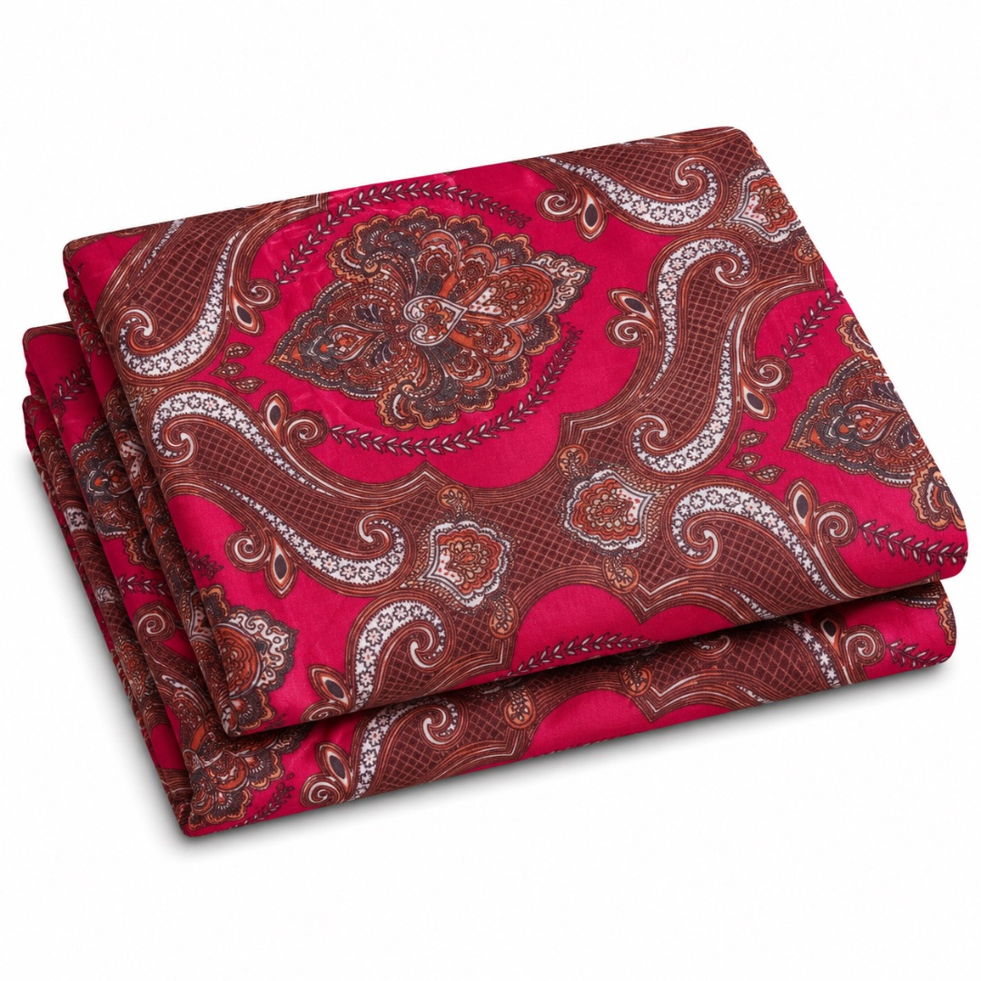 Premium Red Paisley Print Bedsheet Fabric