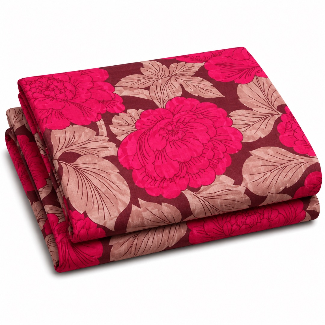 Premium Red Floral Print Bedsheet Fabric