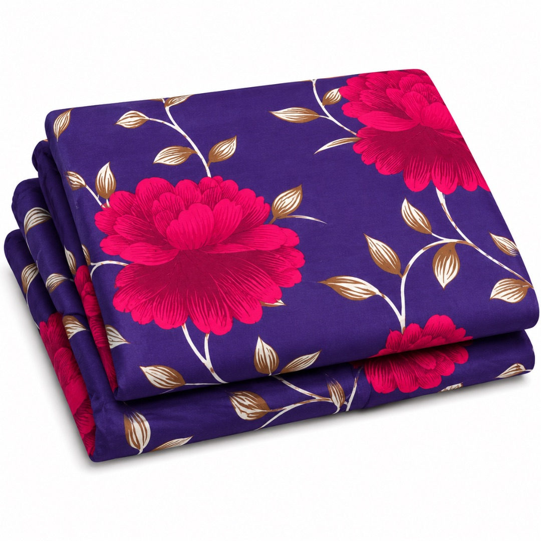 Premium Purple Floral Print Bedsheet