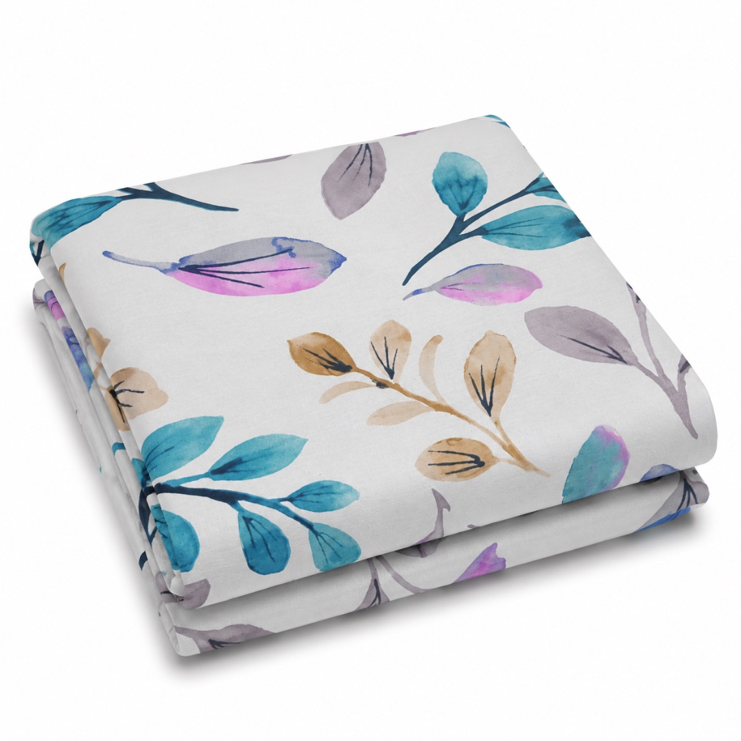 Premium Floral Leaf Print Bedsheet Fabric