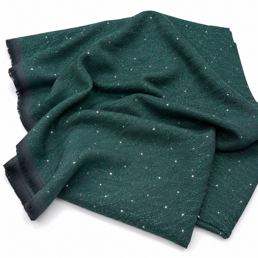 Emerald Green Fancy Beaded Lace Fabric
