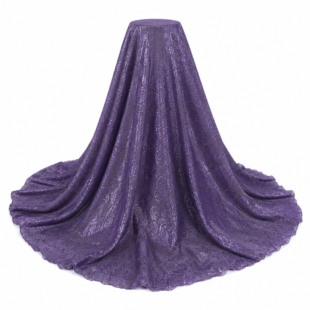 Premium Purple Damask Brocade Fabric Material