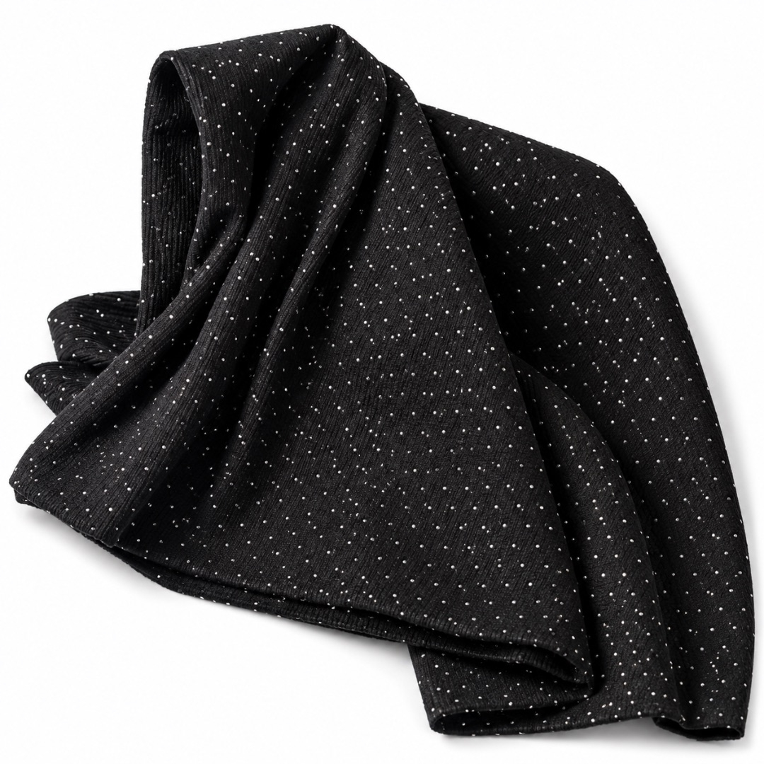 Premium Black Crystal Studded Fancy Fabric Material
