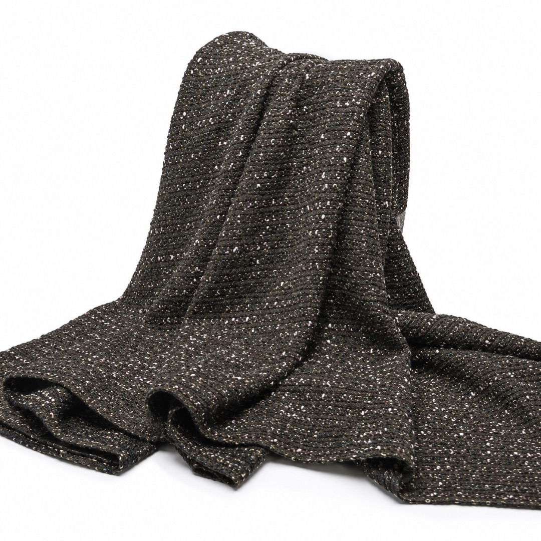 Premium Black Speckled Tweed Fabric Material