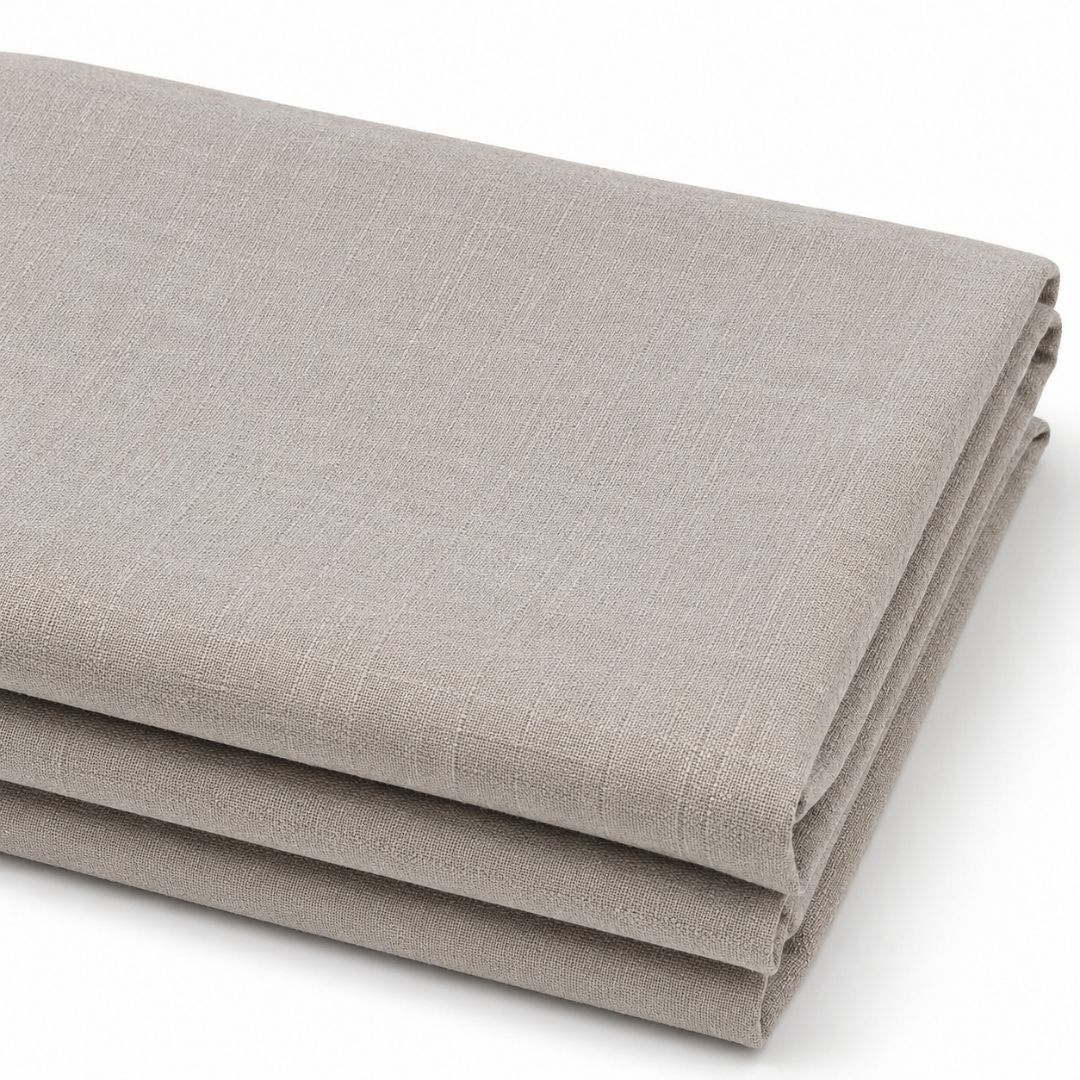 Plain Linen Look Fabric, Light Beige Textured Woven Material