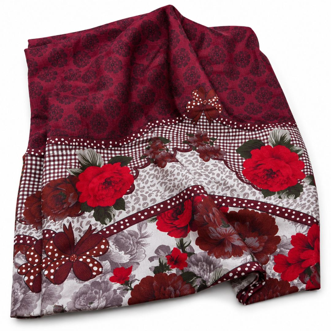 Burgundy Blossom Elegance Bedsheet Fabric