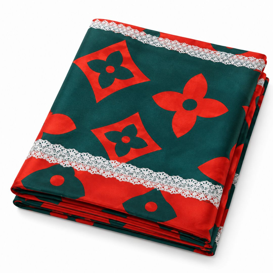 Crimson Noir Monogram Bedsheet Fabric
