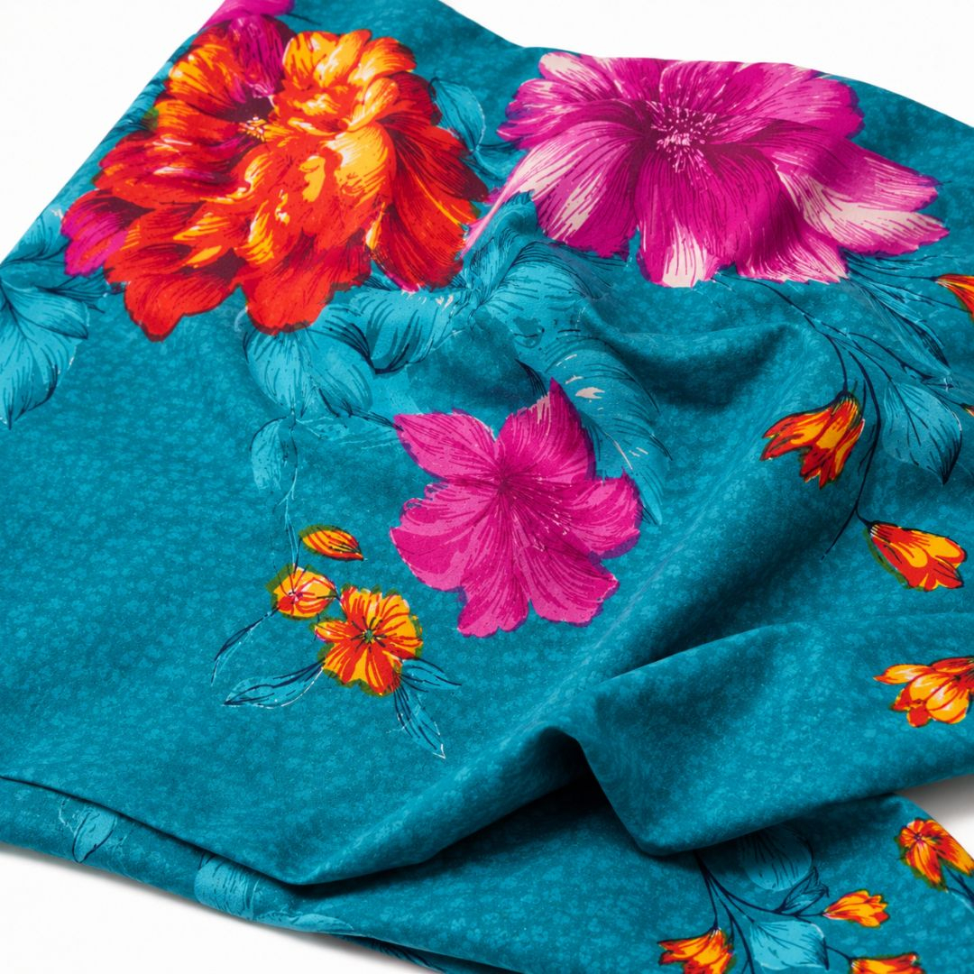 Azure Petal Symphony Bedsheet Fabric