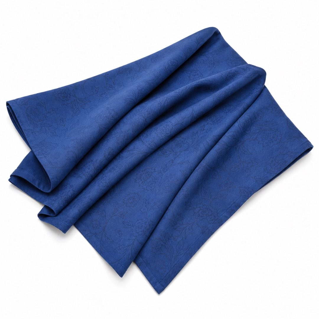 Premium Blue Floral Jeans Fabric Material