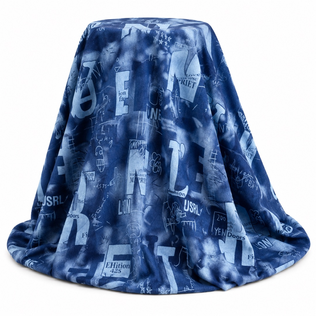 Premium Graphic Print  Jeans Fabric Material