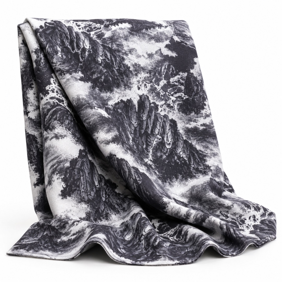 Nature Landscape Print Jeans Fabric Material      Design jeans