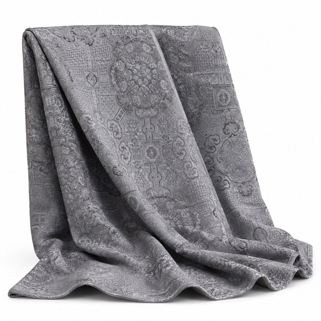 Premium Stock Damask Fabric Material      Silver Grey