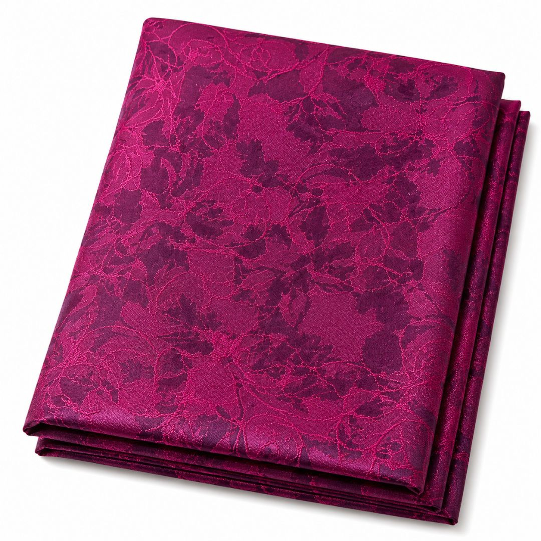Premium Burgundy Floral Damask Jacquard Fabric