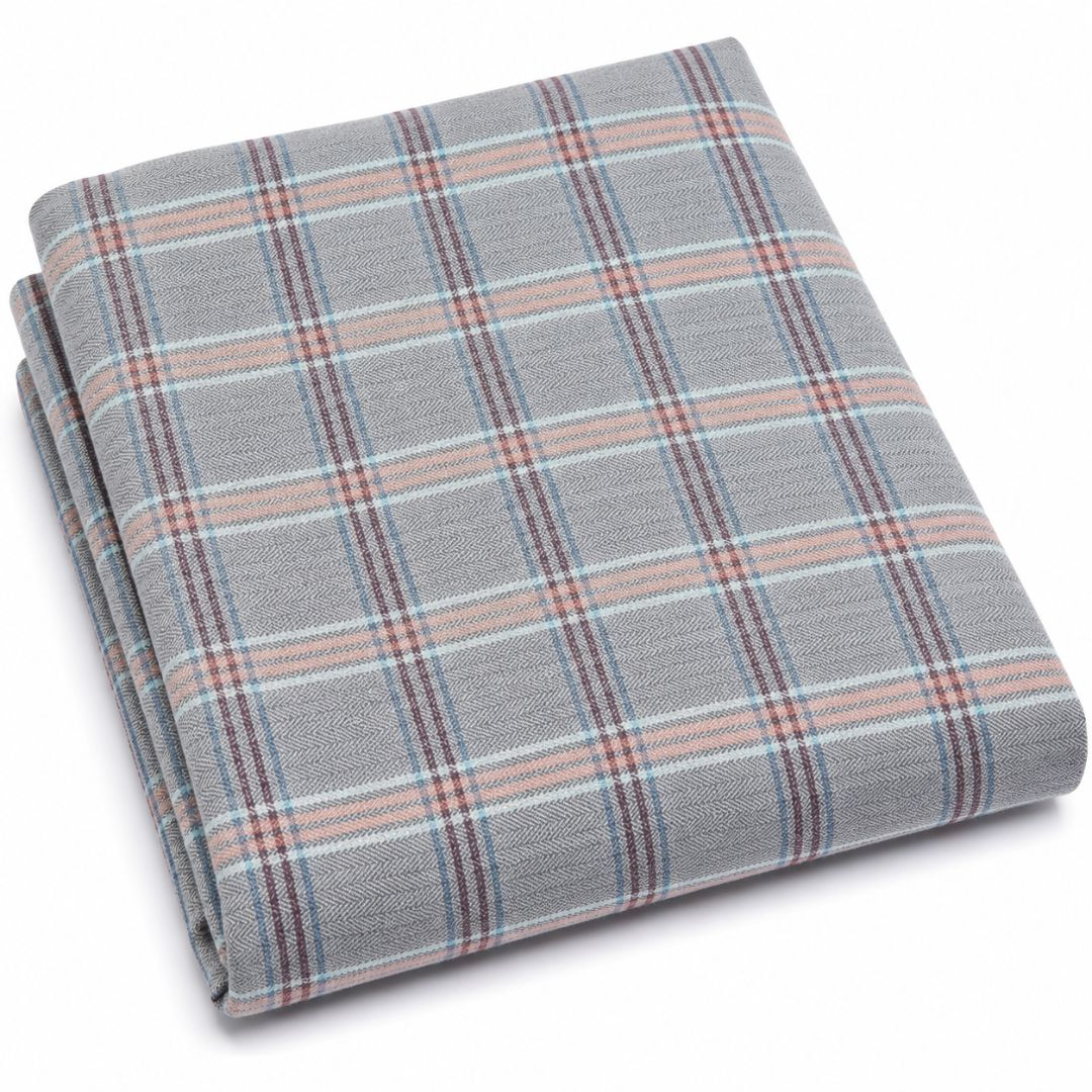 Premium Grey Herringbone Plaid Suiting Fabric