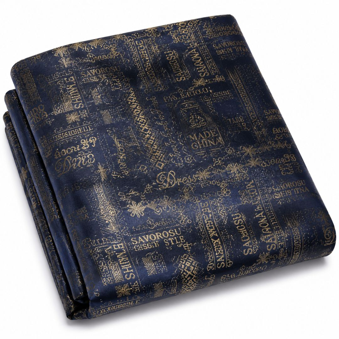 Premium Navy Blue Jacquard Suit Lining Fabric