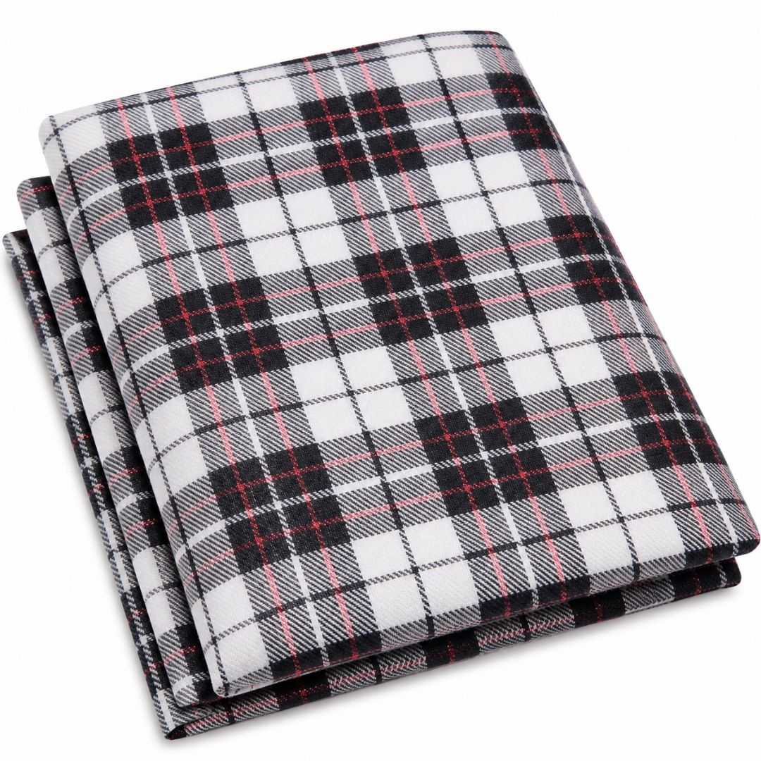 Premium White Plaid Lurex Suiting Fabric