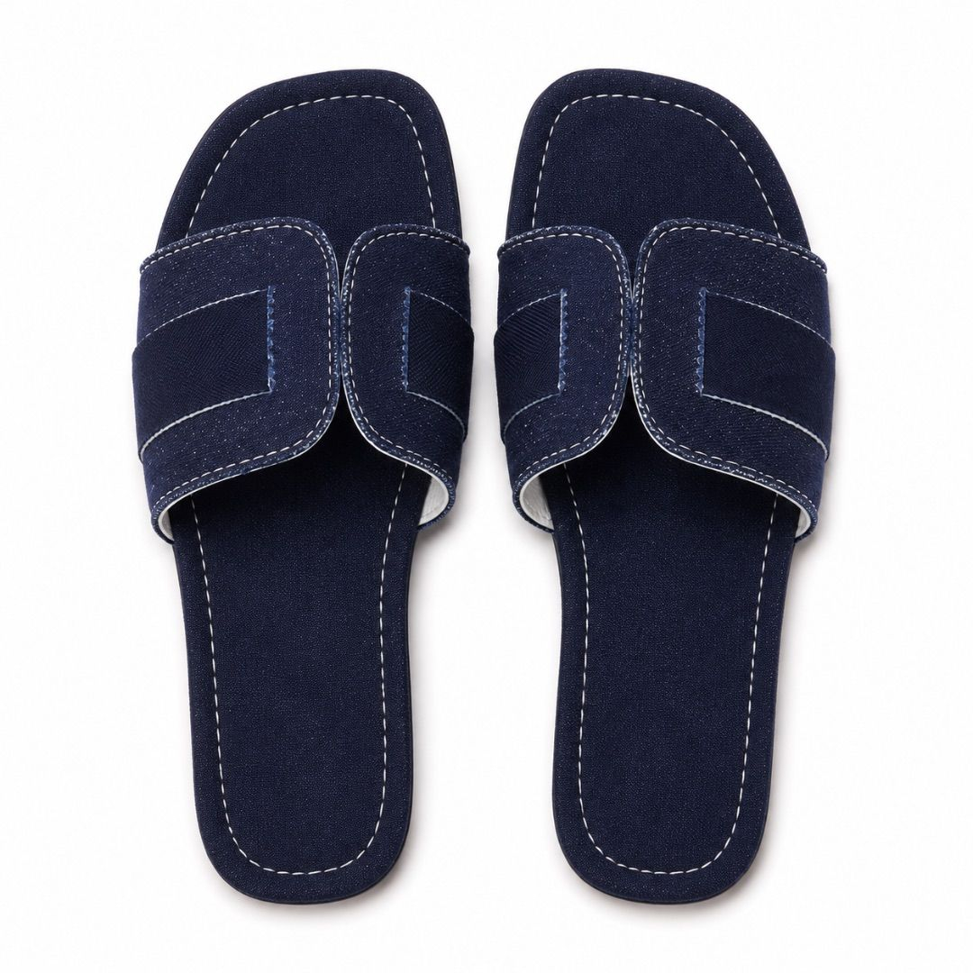 Luxury Black Denim Slide Sandal for Women