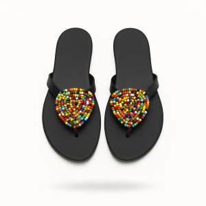 Handmade Beaded Leather Slippers