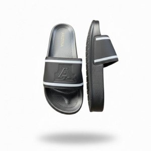 Black Slip On Slides with Embossed Logo