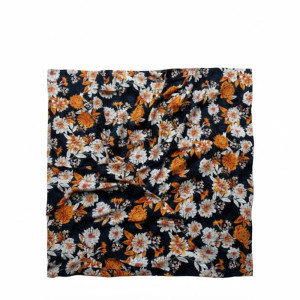 Crepe Vintage Floral Print Fabric with Dark Navy Base