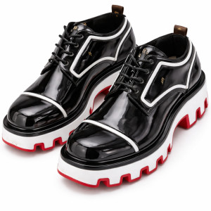 Men Glossy Lace Up Dress Shoes with Chunky Sole