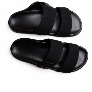 Mens Double Strap Slip On Sandals with Adjustable Buckle