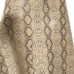 Beige Snake Pattern Textured Faux Leather Fabric