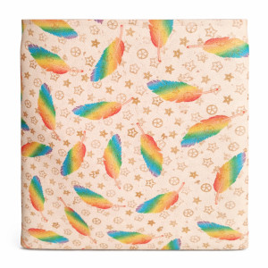 Colorful Feather Pattern Faux Leather Fabric