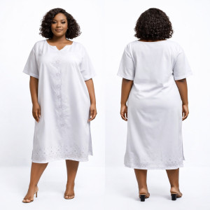 Elegant White Embroidered Midi Dress