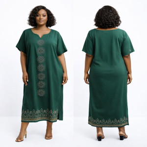 Dark Green Embellished Kaftan Dress