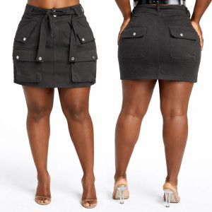 Black Utility Pocket Womens Mini Cargo Skirt