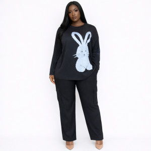 Ladies Bunny Graphic Lounge Set
