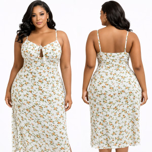 Women Floral Spaghetti Strap Midi Dress