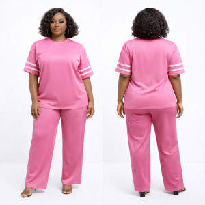 Pink Womens Two Piece Casual Lounge Set