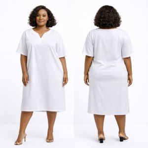 Classic White Relaxed Fit Midi Dress