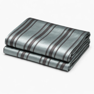 Grey Striped Satin Fabric