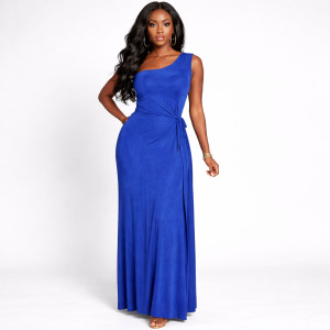 Royal Blue Sleeveless Wrap Maxi Dress
