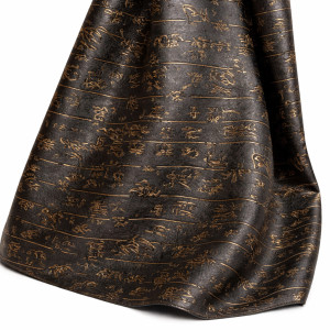 Black Embossed Pattern Synthetic Leather Fabric PU Upholstery Material