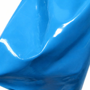 Glossy Sky Blue Synthetic Leather Fabric