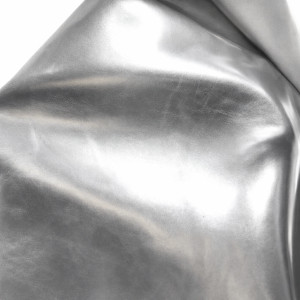 Shiny Metallic Graphite Synthetic Leather Fabric