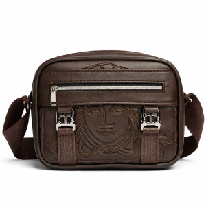 Embossed Leather Face Design MultiZip Bag