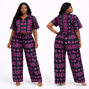 Black & Pink Ankara Two Piece Palazzo Set