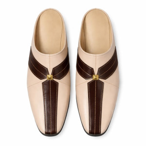 Mens Two Tone Slip On Loafers with Decorative Strap