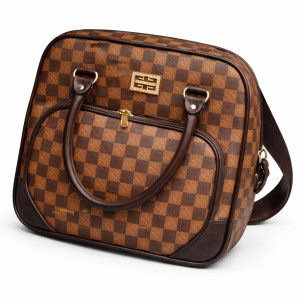 Checkered Travel Duffel Bag with Shoulder Strap