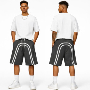 Mens Athletic Drawstring Shorts with Reflective Stripe Design
